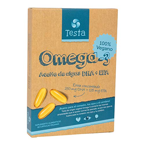 Testa Omega-3 Aceite de Algas cápsulas de 450mg Omega-3 Vegano DHA + EPA - (60 cápsulas)