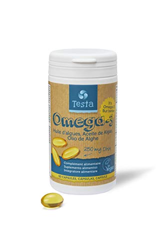 Testa Omega-3 Aceite de Algas- Omega 3 Vegan - Vegan DHA - DHA 250mg - Vegano DHA - 60 cápsulas