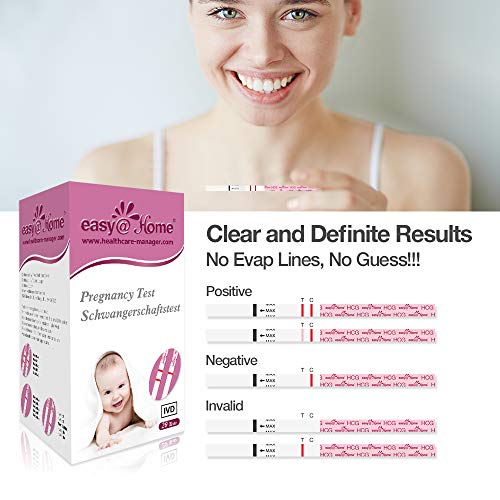 Tests de Embarazo,Easy@Home 20 Pruebas de Embarazo Ultrasensible 10mIU/ml Para una Detección Temprana (Sin línea de evaporación)Aplicación gratuita Premom Español