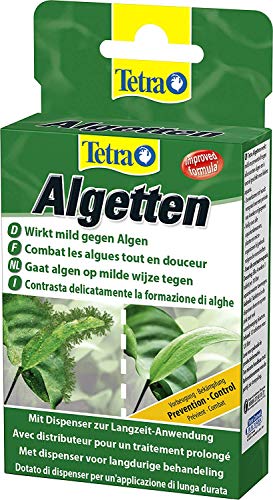 Tetra Algetten Prevención y Combate de Algas en Acuarios (Control de Todo tipo de Algas) (12 Pastillas) - Incluye Pastillero y Ventosa de Sujeción
