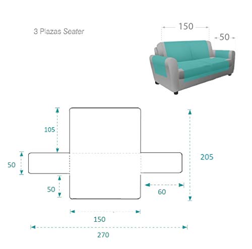 Textilhome - Funda Cubre Sofá Adele, 3 Plazas, Protector para Sofás Acolchado Reversible. Color Gris