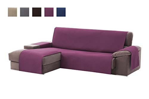 Textilhome - Funda Cubre Sofá Chaise Longue Adele, Protector para Sofás Acolchado Brazo Izquierdo. Tamaño -240cm. Color Malva (Visto DE Frente)