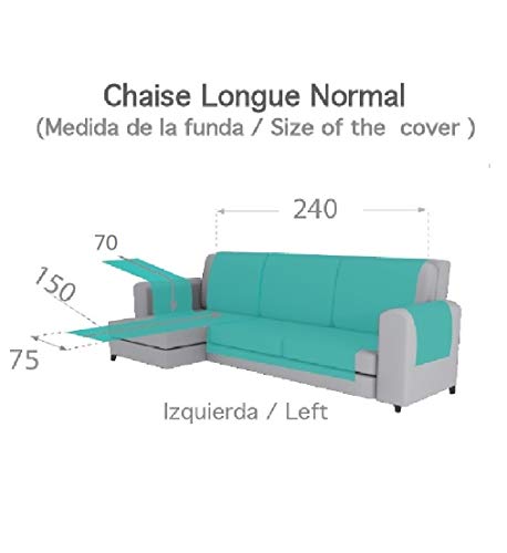 Textilhome - Funda Cubre Sofá Chaise Longue Adele, Protector para Sofás Acolchado Brazo Izquierdo. Tamaño -240cm. Color Rojo (Visto DE Frente)