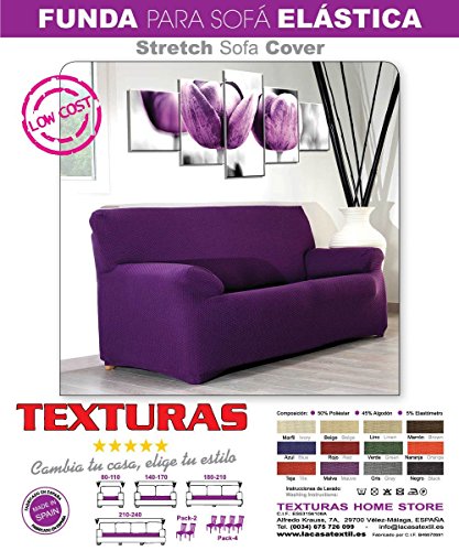 Texturas VIP- Funda de sofá Elástica Low Cost (Varios tamaños Disponibles) (Trío_3_+_1_+_1, Rojo)