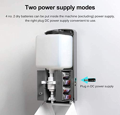 TGB 1200 ML Dispensador de Jabon Automatico con Sensor de Movimiento Inteligente Alta Capacidad Depóstito Anclaje de Pared Fácil Inalámbrico Pilas C