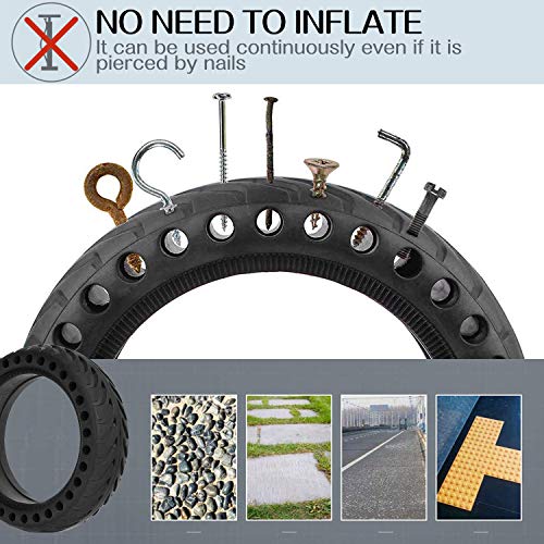 Th-some Xiaomi M365 Repuesto Neumático Rueda - Neumático Eléctrico de la Vespa 2 Pcs, Rueda Antideslizante Scooter Eléctrico Xiaomi M365 Neumático de 8,5 Pulgadas con 2 Palanca de llanta