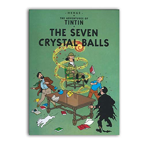 The Adventures of Tintin Canvas Painting Wall Pictures, Tintin Poster Wall Art Canvas Prints Kids Room Decoración de dibujos animados 60x90CM N frame