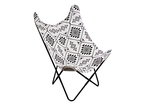 The Home Deco Factory – Sillón Mariposa, diseño étnico, Color Negro y Blanco, Metal, 74 x 79 x 101 cm