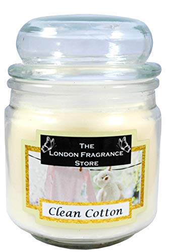 THE LONDON FRAGRANCE STORE - Vela Perfumada Cera de Soja - Aceites Aromáticos 75 Horas - Algodón Limpio - Mediano - En Frasco - Mecha de Algodón - Blanco