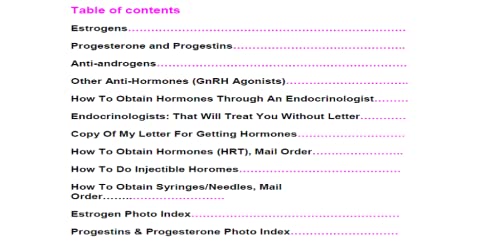 The Transsexuals-Transgendered Guide To Obtaining And Using Transsexual Hormones, hormone replacement therapy (HRT)