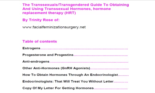 The Transsexuals-Transgendered Guide To Obtaining And Using Transsexual Hormones, hormone replacement therapy (HRT)