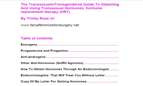 The Transsexuals-Transgendered Guide To Obtaining And Using Transsexual Hormones, hormone replacement therapy (HRT)