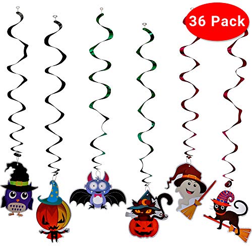 THE TWIDDLERS 36 Decoraciones Colgantes para Techo de Halloween - 6 Diseños Diferentes para Cielo Razo Casa Fiestas de Halloween- Decoración Festiva