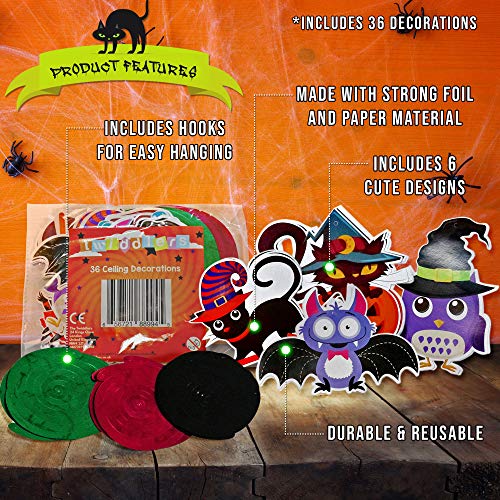 THE TWIDDLERS 36 Decoraciones Colgantes para Techo de Halloween - 6 Diseños Diferentes para Cielo Razo Casa Fiestas de Halloween- Decoración Festiva