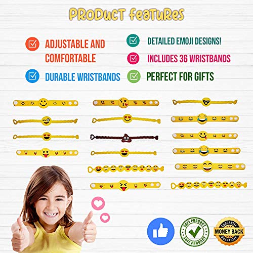 THE TWIDDLERS 36 Pulseras de Emojis | Pulsera niños Fiesta | Piñatas | Cumpleaños Juguetes Niños | Halloween Fiesta Piñata