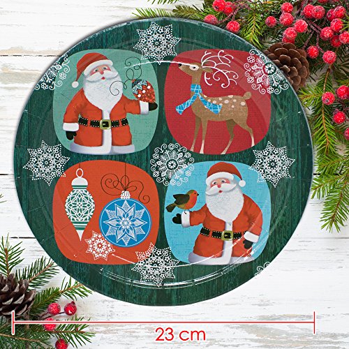 THE TWIDDLERS Vajilla Festiva para Fiesta de Navidad – Disenos Mesa Navidenos - Decoracion Desechable – Cena Vasos, Mantel, Platos y Servilletas