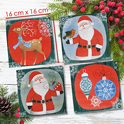 THE TWIDDLERS Vajilla Festiva para Fiesta de Navidad – Disenos Mesa Navidenos - Decoracion Desechable – Cena Vasos, Mantel, Platos y Servilletas