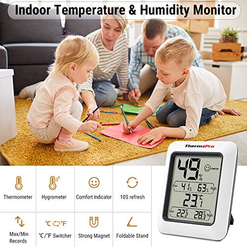 ThermoPro TP50 2 Piezas Termómetro Higrómetro Digital Medidor de Humedad y Temperatura Interior Termohigrómetro Profesional para Medición de Casa Habitación Hogar Oficina Ambiente