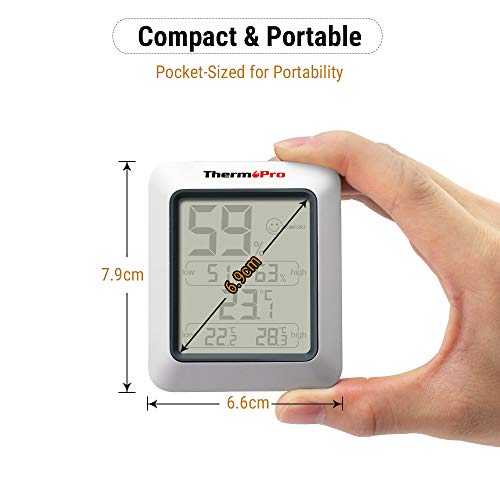 ThermoPro TP50 2 Piezas Termómetro Higrómetro Digital Medidor de Humedad y Temperatura Interior Termohigrómetro Profesional para Medición de Casa Habitación Hogar Oficina Ambiente