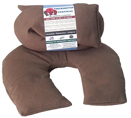 Thermovip"Cervical Chocolate" Almohadilla Cojín Termo Calmante de Semillas y Plantas Aromáticas