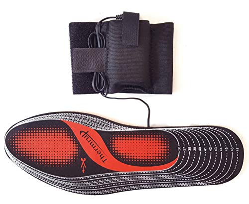 Thermrup - Plantillas térmicas de infrarrojos lejanos, funcionamiento con batería (4 niveles de calefacción), tamaño: 35-48 (se puede cortar), lavable