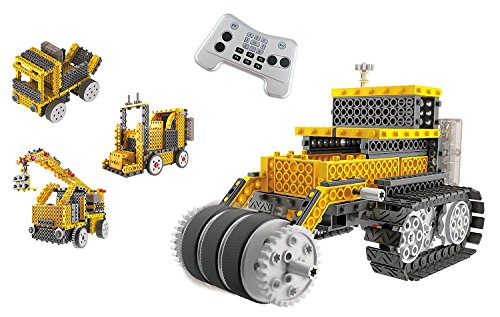 Think Gizmos Equipo de construcción para niños – Ingenious Machines a Control Remoto Kit de Construcción de Juguete (grúa, Carretilla elevadora, topadora y camión volquete)