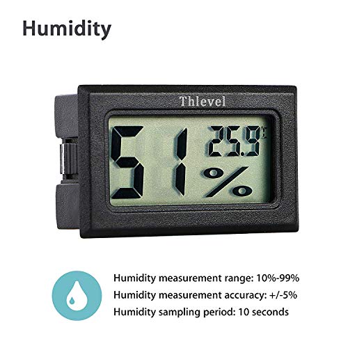 Thlevel Mini Termómetro Higrómetro Digital Interior de Temperatura y Humedad, Negro (3 PCS - A)