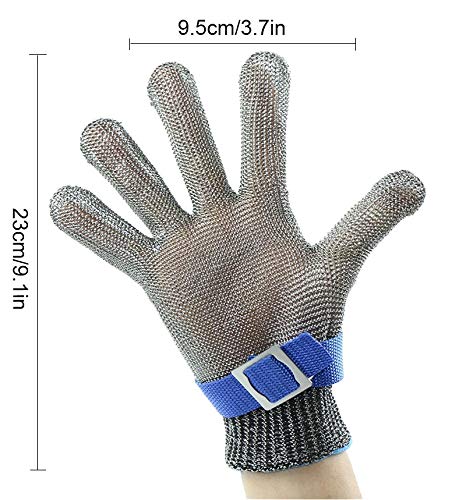 ThreeH Guantes resistentes al corte de acero inoxidable 316L Guantes de malla de alambre Guante de trabajo de protección de nivel 5 GL09 XS(Un guante)