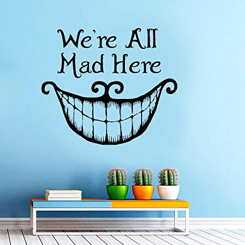 Tianpengyuanshuai Alicia en el país de Las Maravillas Etiqueta de la Pared Todos Estamos Locos aquí Gato Vinilo guardería decoración Dormitorio Impermeable 40x47cm
