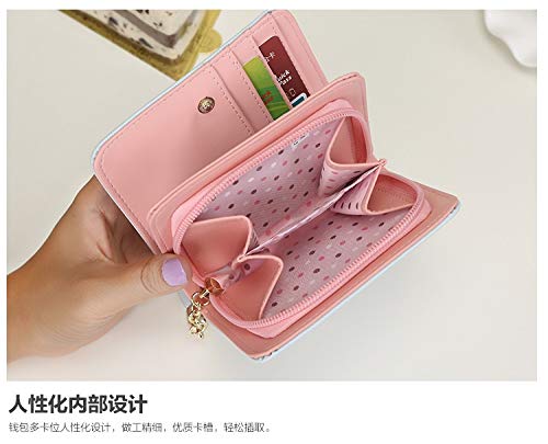 Tianxiangyuge Cartera Corta de la PU de la Borla de Gato Dorado Estudiantes Nariz Monedero (Color : Black)