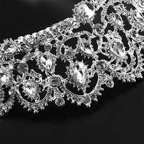 Tiara de novia con diamantes de imitación y peinetas laterales, marca Frcolor