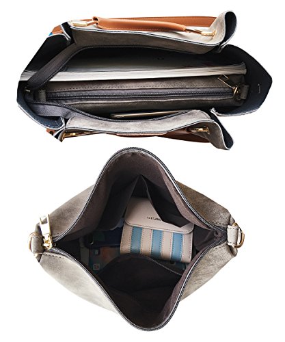 TIBES Bolso mujeres Monedero cuero sintético bolso sistema 2pcs Bolso de hombro vintage Bolsa de trabajo Negro