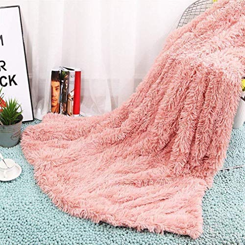 TIDWIACE - Manta suave y cálida y esponjosa de microfibra, piel sintética, cálida, elegante, acogedora con mantas sólidas para cama y sofá (rosa claro, 160 x 200 cm)