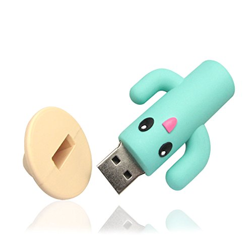 Tienda 818 no1860002 USB Stick Cactus planze Muñeco Sombrero 3D Color Azul Claro Azul Turquesa 32 GB