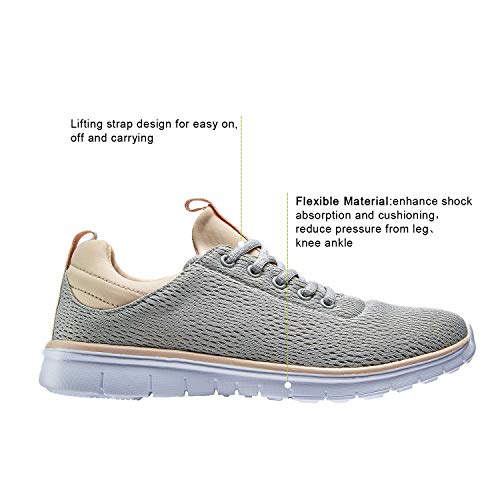 TIESTRA Zapatillas Deportivas de Mujer Ligero Respirable,Running Sneakers Mesh Gris 37