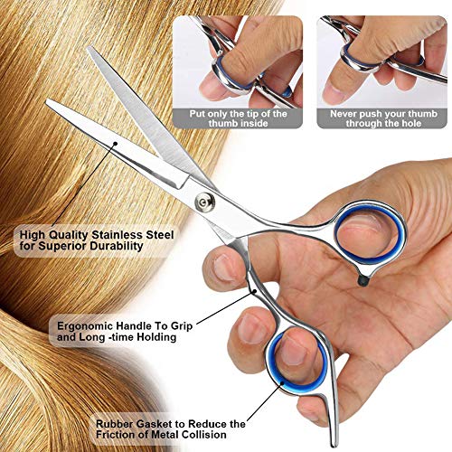Tijeras Peluquería, Barbero Tijeras de Peluquería, Inicio Kit de Corte para El Cabello, Tijeras de Peluqueria de Acero Inoxidable Peluquería Salón Home Tijeras de Adelgazamiento Kit