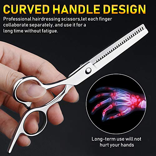 Tijeras Peluqueria Profesional, Juego de Tijeras Pelo, Juego de Tijeras de Acero Inoxidable Tijeras de Peluquería con Capa de Barbero y Peine de Maquinilla de Afeitar, Set Corte de Pelo Profesional