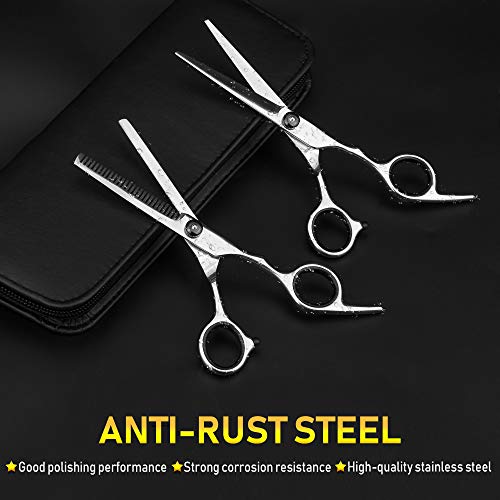Tijeras Peluqueria Profesional, Juego de Tijeras Pelo, Juego de Tijeras de Acero Inoxidable Tijeras de Peluquería con Capa de Barbero y Peine de Maquinilla de Afeitar, Set Corte de Pelo Profesional