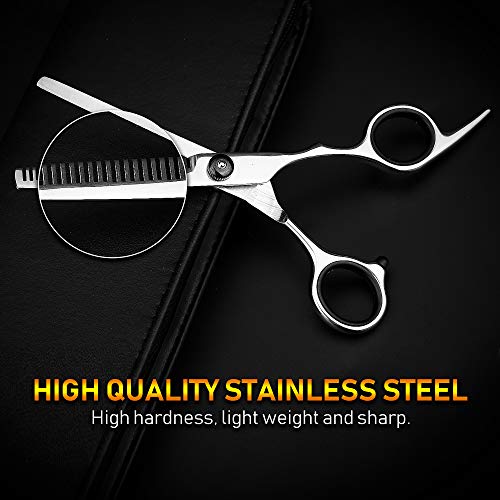 Tijeras Peluqueria Profesional, Juego de Tijeras Pelo, Juego de Tijeras de Acero Inoxidable Tijeras de Peluquería con Capa de Barbero y Peine de Maquinilla de Afeitar, Set Corte de Pelo Profesional