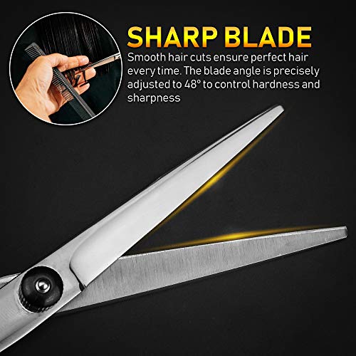 Tijeras Peluqueria Profesional, Juego de Tijeras Pelo, Juego de Tijeras de Acero Inoxidable Tijeras de Peluquería con Capa de Barbero y Peine de Maquinilla de Afeitar, Set Corte de Pelo Profesional