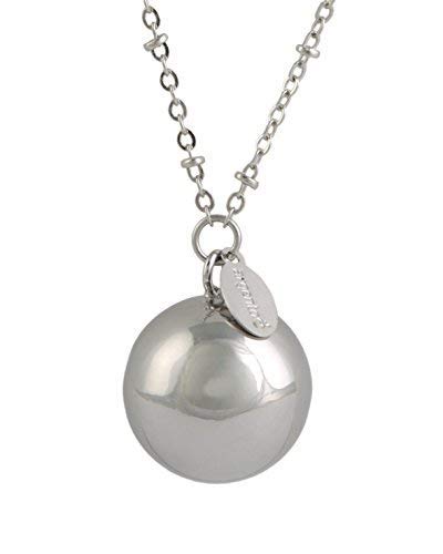 Timbre llamador de ángeles, bola mexicana, rodiada, plata y ángeles, con collar de 100 cm