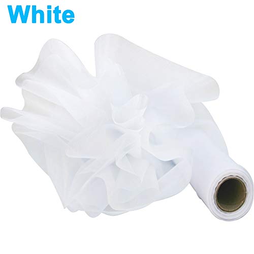 Time to Sparkle 26M X 29CM Rollo Organza de Tela Camino Mesa Silla Marcos Decoración Banquet Boda Fiesta (White)