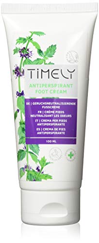Timely - Crema para pies antitranspirante y refrescante (pack de 4 x 100 ml)