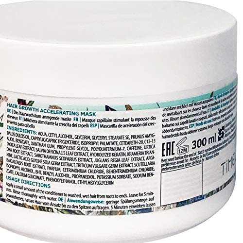 Timely - Mascarilla para el cabello nutritiva y aceleradora del crecimiento, 300 ml