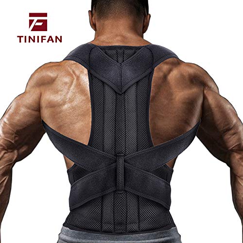 Tinifan Corrector Postura Espalda para Hombres y Mujeres, Proporciona Alivio del Dolor para Cuello, Espalda, Lumbares y Hombros, Ajustable y Transpirable, con Soporte para Columna y Cintura