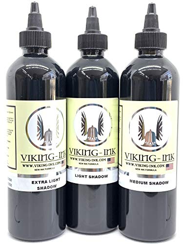 Tinta para tatuaje - KIT 3 CLEAR SHADOW 0.5oz (15ml) - VIKING INK USA - Los mejores colores y negros en tintas para tatuaje del mercado - VEGANAS
