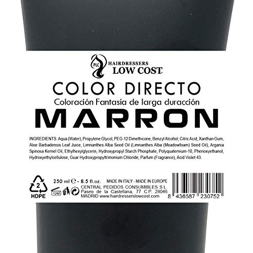 Tinte Color Directo Marrón. 250 ml. PLC Peluquerias Low Cost.