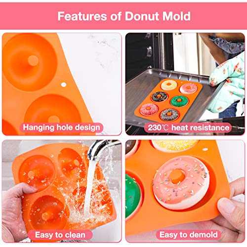 Tintec Molde Donuts de Silicona, Molde Silicona Reposteria para Hacer Bizcochos Gofres Galletas Magdalena, Juego de 4 Moldes Silicona de Horno Herramienta de Cocina Resistente al Calor