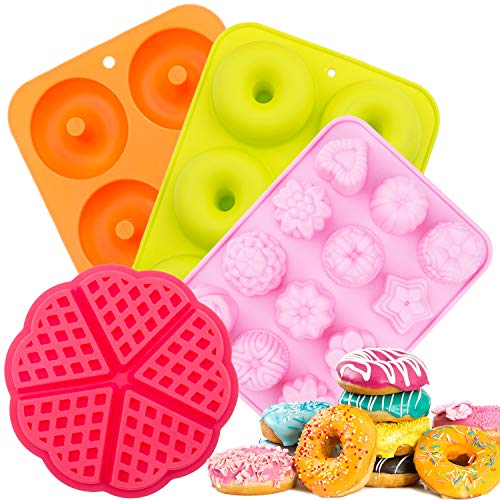 Tintec Molde Donuts de Silicona, Molde Silicona Reposteria para Hacer Bizcochos Gofres Galletas Magdalena, Juego de 4 Moldes Silicona de Horno Herramienta de Cocina Resistente al Calor Tintec Molde Donuts de Silicona, Molde Silicona Reposteria para Hacer Bizcochos Gofres Galletas Magdalena, Juego de 4 Moldes Silicona de Horno Herramienta de Cocina Resistente al Calor