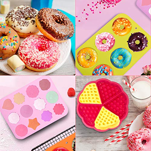 Tintec Molde Donuts de Silicona, Molde Silicona Reposteria para Hacer Bizcochos Gofres Galletas Magdalena, Juego de 4 Moldes Silicona de Horno Herramienta de Cocina Resistente al Calor Tintec Molde Donuts de Silicona, Molde Silicona Reposteria para Hacer Bizcochos Gofres Galletas Magdalena, Juego de 4 Moldes Silicona de Horno Herramienta de Cocina Resistente al Calor